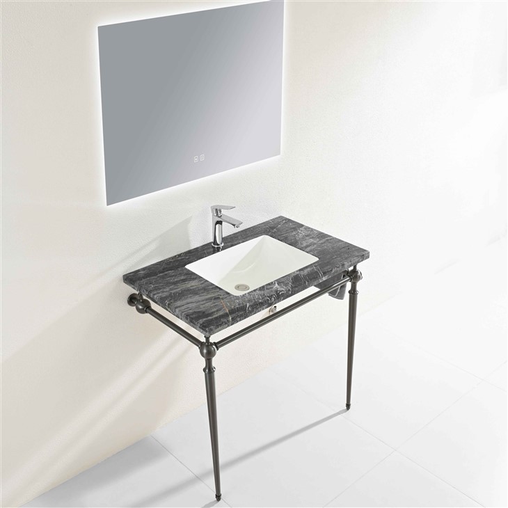 Marbre natural Victoria Gray Metal marc de bany vanitat