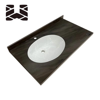 Taulell de lavabo ovalat de pissarra de bany